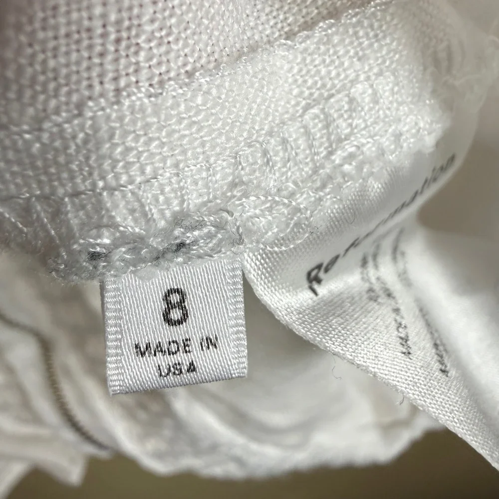 REFORMATION Rory Linen Top Women 8 White Smocked Puff Sleeve Milkmaid Coquette